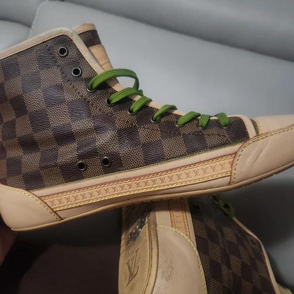 Louis Vuitton Brown Damier Ebene Canvas Leather High Top Vintage - Picture 7 of 14
